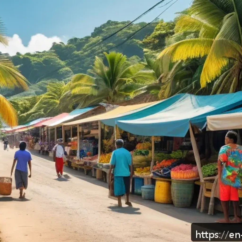 코스타리카 지역별 방언 차이 - A vibrant coastal village scene in Costa Rica, featuring local people speaking with elongated vowels...
